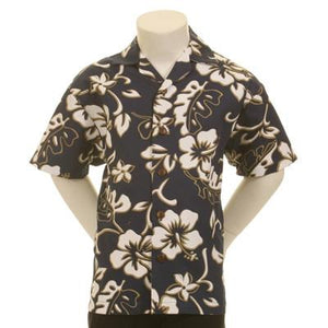 Classic Hibiscus Pareo Boys Aloha Shirt(804-p1272) ~ Navy