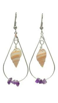 Burned Nasa Shell with Amethyst Earrings