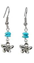 Plumeria Charm Turquoise Bead Earrings