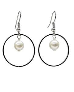 White Mother of Pearl Hoop Earrings