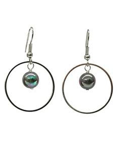 Black Mother of Pearl Hoop Earrings