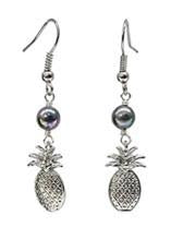 Pineapple Charm Black mother of Pearl Earrings