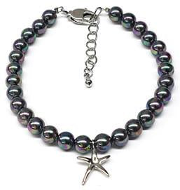 Black Mother of Pearl Starfish Charm Bracelet