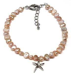 Fresh Water Pearl Starfish Charm Bracelet