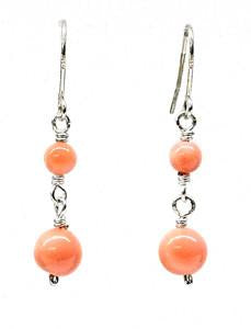 Pink Coral  Beads Earrings