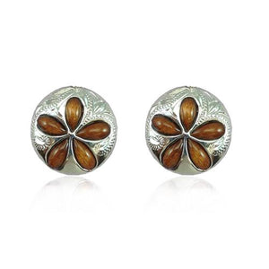 Sterling Silver Hawaiian Koa Wood Plumeria Sand Dollar Earrings