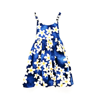 Toddler Girl's Elastic Strap Plumeria Sundress~ Blue