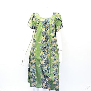 Monstera Panel Tulip Sleeve Short Muu Muu ~ Green