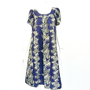 Monstera Panel Tulip Sleeve Short Muu Muu ~ Navy