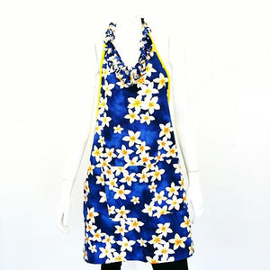 Aloha Print Kitchen Apron - Blue Plumeria