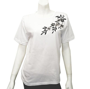 Women's Black Flower Patch Tee ~ White