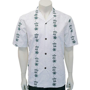 Men's Honu Panel Poly Cotton Aloha Shirt ~ Green