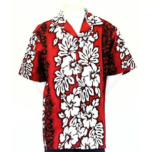 Hibiscus Panel  Boys Aloha Shirt(32066-TKR471) ~ Red