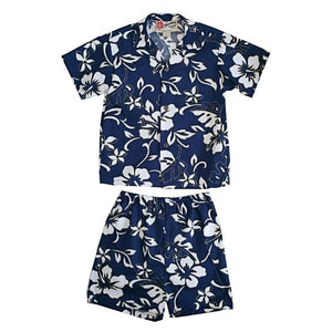 Classic Hibiscus Pareo Boys Cabana Set (802-p1272)~ Navy