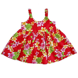 Toddler Girls Island Floral Elastic Strap Dress ~ Red