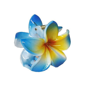 Plumeria Claw Hair Clip ~ Blue