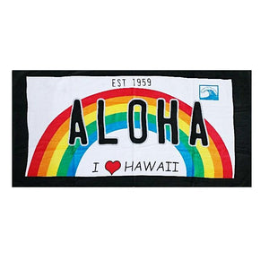 Aloha License Plate Beach Towel