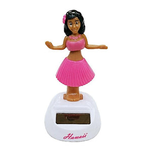 Solar Powered Hula Girl Dashboard Doll - Pink