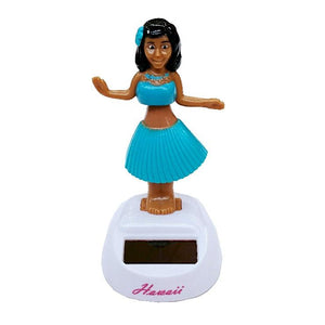 Solar Powered Hula Girl Dashboard Doll - Blue