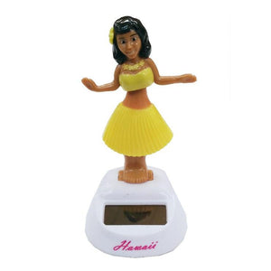 Solar Powered Hula Girl Dashboard Doll - Yellow