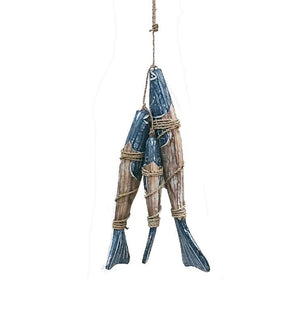 3 Fish Garland Hanging Decoration - Blue