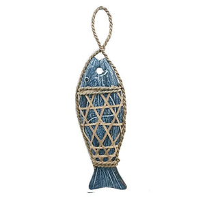 Rattan Fish Hanging Decoration - Blue