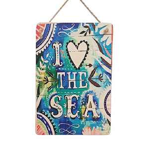 I Love the Sea Vintage Hanging Wall Art - 12x8