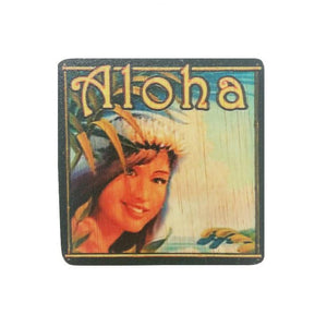 Aloha Tropical Paradise Vintage Print Coaster