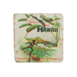 Trip to Hawaii Vintage Print Coaster