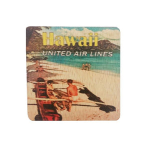 Waikiki Beach Vintage Print Coaster