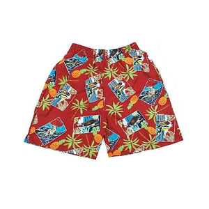 Men's Swim Shorts - Palm Post Card (ELA-12)- Red