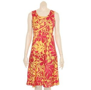 Hanalei  Short Bias Rayon Dress - Hot Pink/Yellow