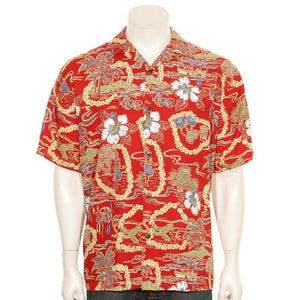 Rayon/Vintage Scenic Men's Aloha Shirt(542-p1219)~Red