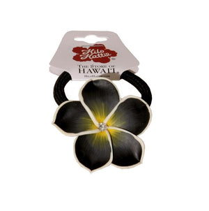 Black Plumeria Fimo Ponytail Hair Tie