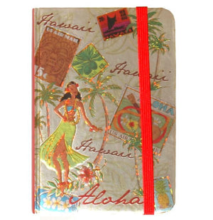 Foil Notebook with Elastic Band - Stamped with Aloha - Small