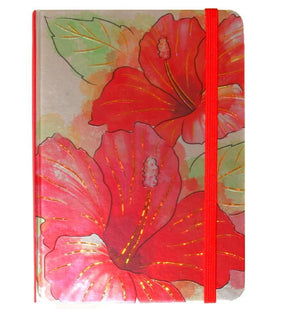 Foil Notebook with Elastic Band - Hibiscus Watercolor