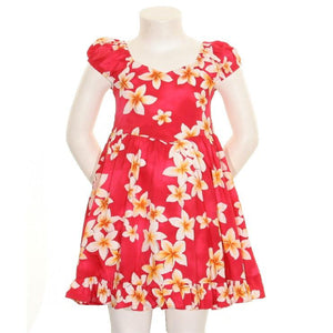 Girls Ruffle Hem Plumeria Sundress ~ Pink