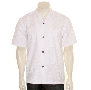 New White on White Classic Hibiscus Pareo Men's Aloha Shirt