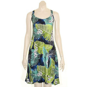 Hilo Hattie  "Mai'a"  Bias Strap Short Rayon Dress(428) - Green