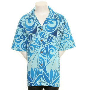 Hilo Hattie Tribal Big Boy's Aloha Shirt -Turquoise