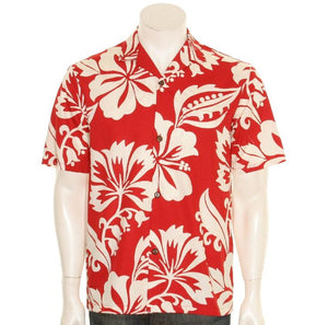 Hilo Hattie 10106 Hibiscus Cotton Red Men's Aloha Shirt