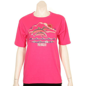 Women's Scoop Neck Foil Dolphin T-Shirt(TSSGF-SN-Dolphin)