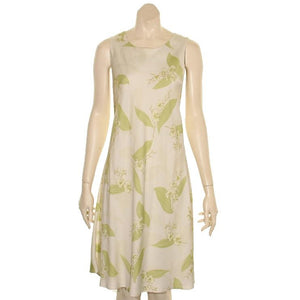 Orchid Spray Sleeveless Flared Dress(434-27509)~Cream/Green