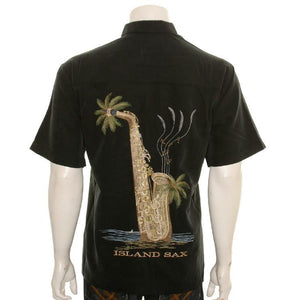 Bamboo Cay Island Sax - Men's Aloha Shirt (WB9600)- Black