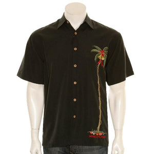 Bamboo Cay "Merry Christmas Single Palm" - Men's Aloha Shirt (SN40-BLACK)