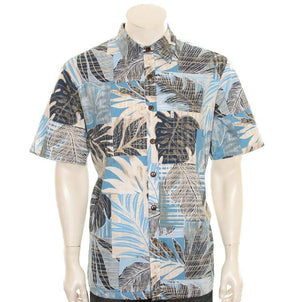 Men's Lauae Breeze Reverse Print  Aloha Shirt(H60059) ~ Turquoise