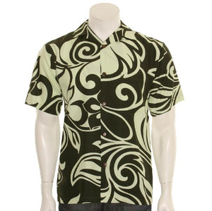 Tiare Swirl Men's Aloha Shirt - Green