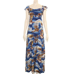 Blue Hawaii  Flutter Sleeve Empire Dress(R572-P1211)