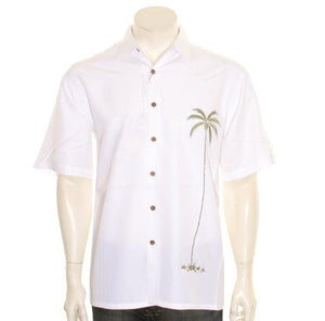 Bamboo Cay "Single Palm Island - Off White" - Men's Aloha Shirt (WB1003T))