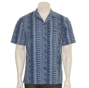 Hilo Hattie Seven Panel Tapa Aloha Shirt - Cobalt